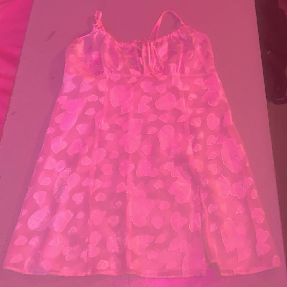 Pink angelic soft core sheer satin lingerie nightgown